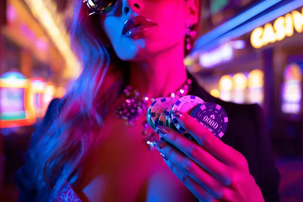 A confident dealer surrounded by casino chips inviting players to access their BV 8 account, reflecting quick and easy login options.